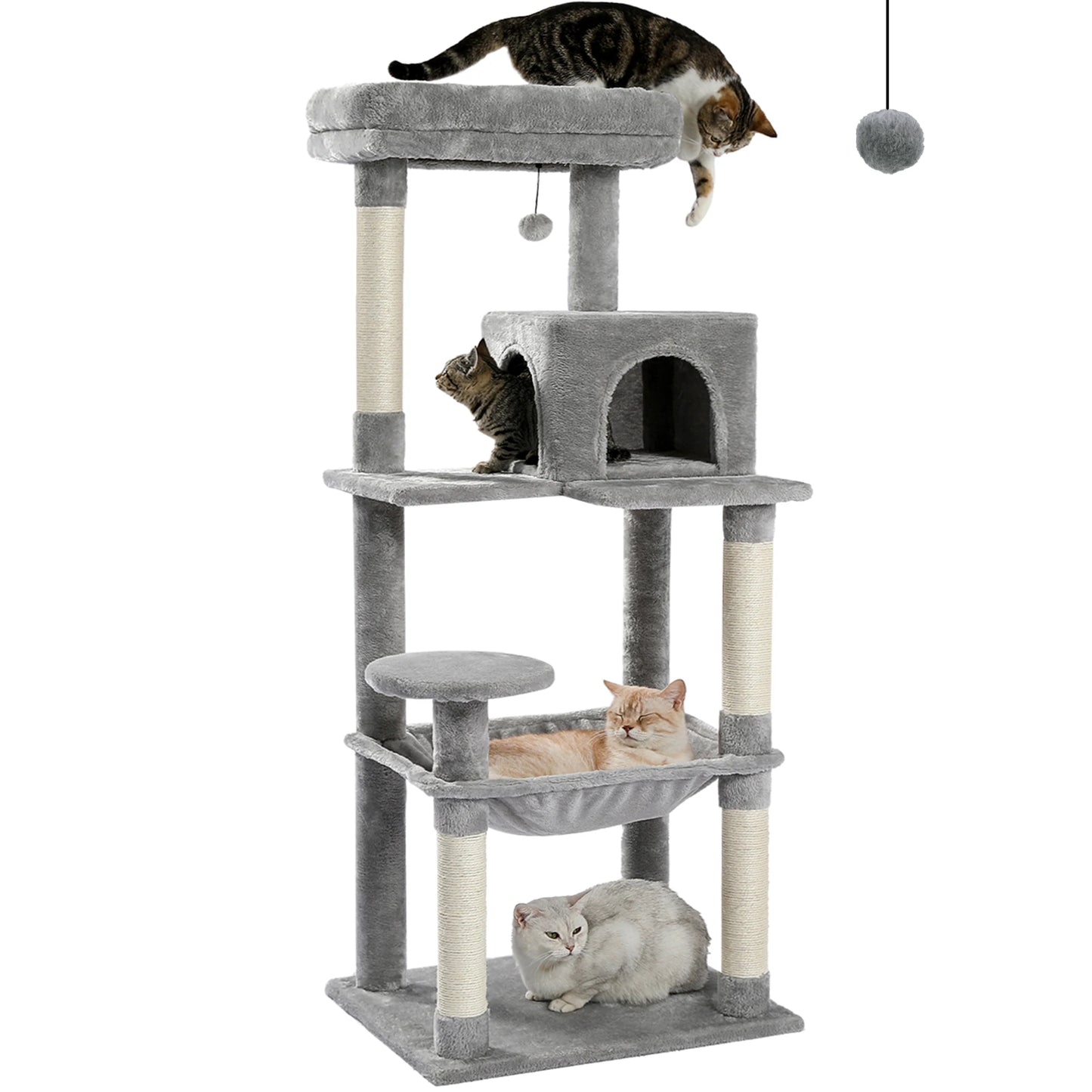 Multi-Level Cat Tree with Scratching Posts - Plush Cat Tower