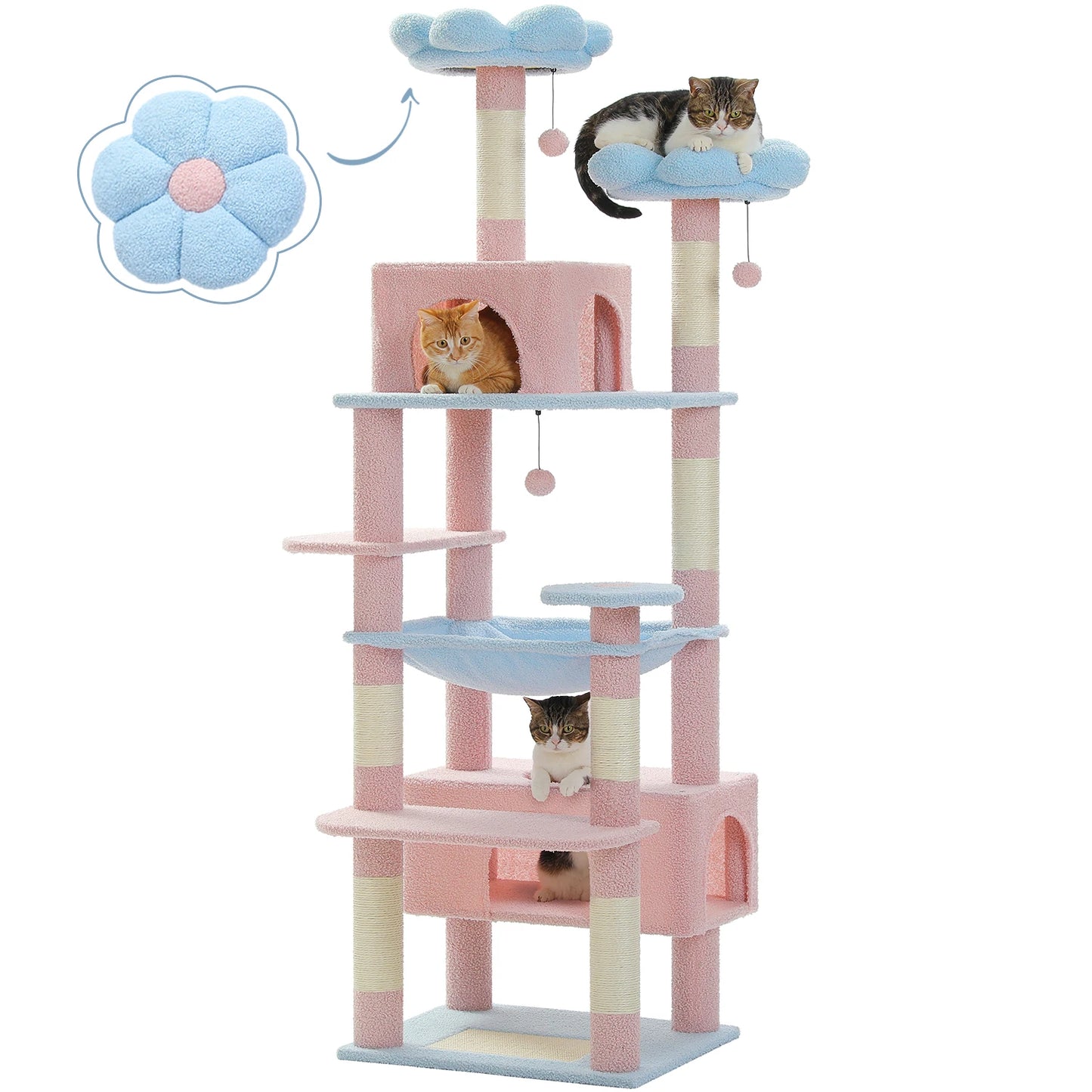 Multi-Level Cat Tree Tower with Scratching Board Hammock