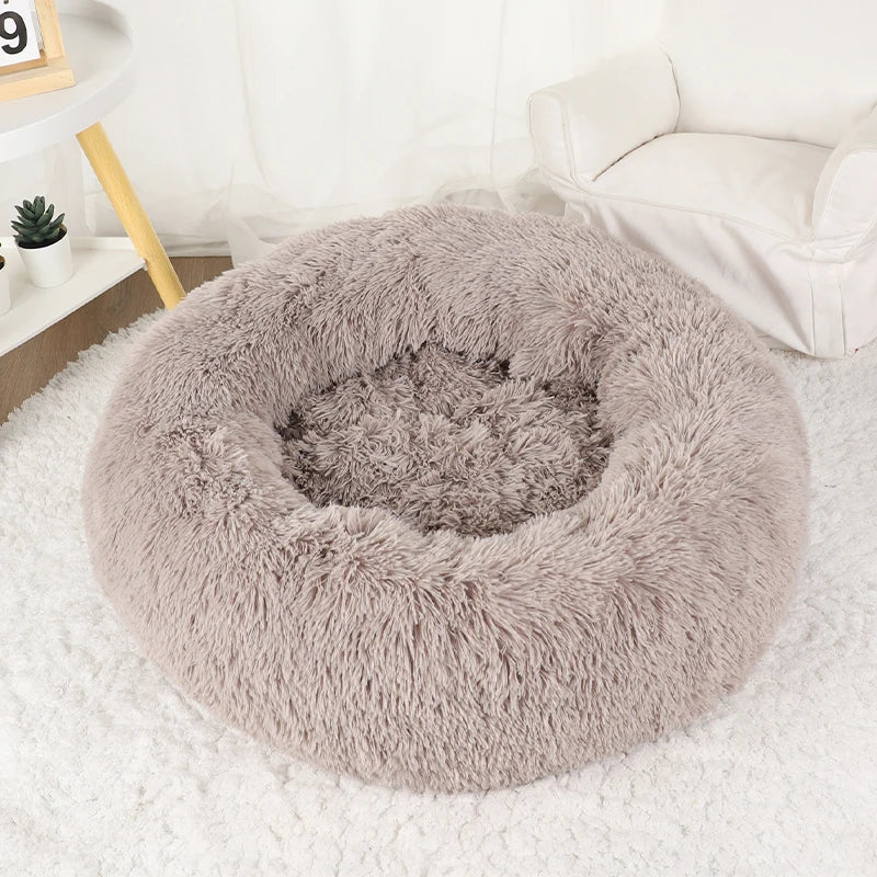 Large Round Plush Beds for Dogs & Cats