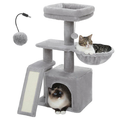 Small Cat Tree Cat Tower with Natural Sisal Scratching Post