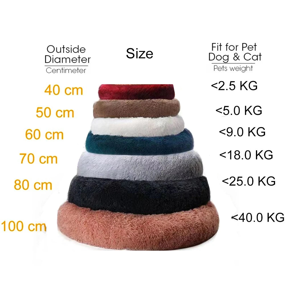 Large Round Plush Beds for Dogs & Cats