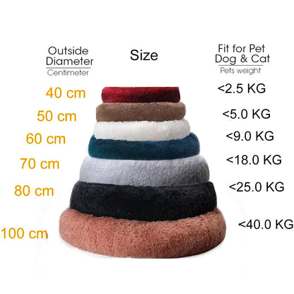Large Round Plush Beds for Dogs & Cats