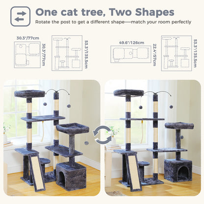 Cat Tree Tower with Cat's Favorite Perch -  Sisal Scratching Board
