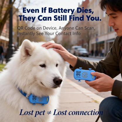 GPS Pet Tracker for Dogs Cats Real Time Tracking Unlimited Distance - QR Code Anti-Lost Locator with SIM - Subscription Required