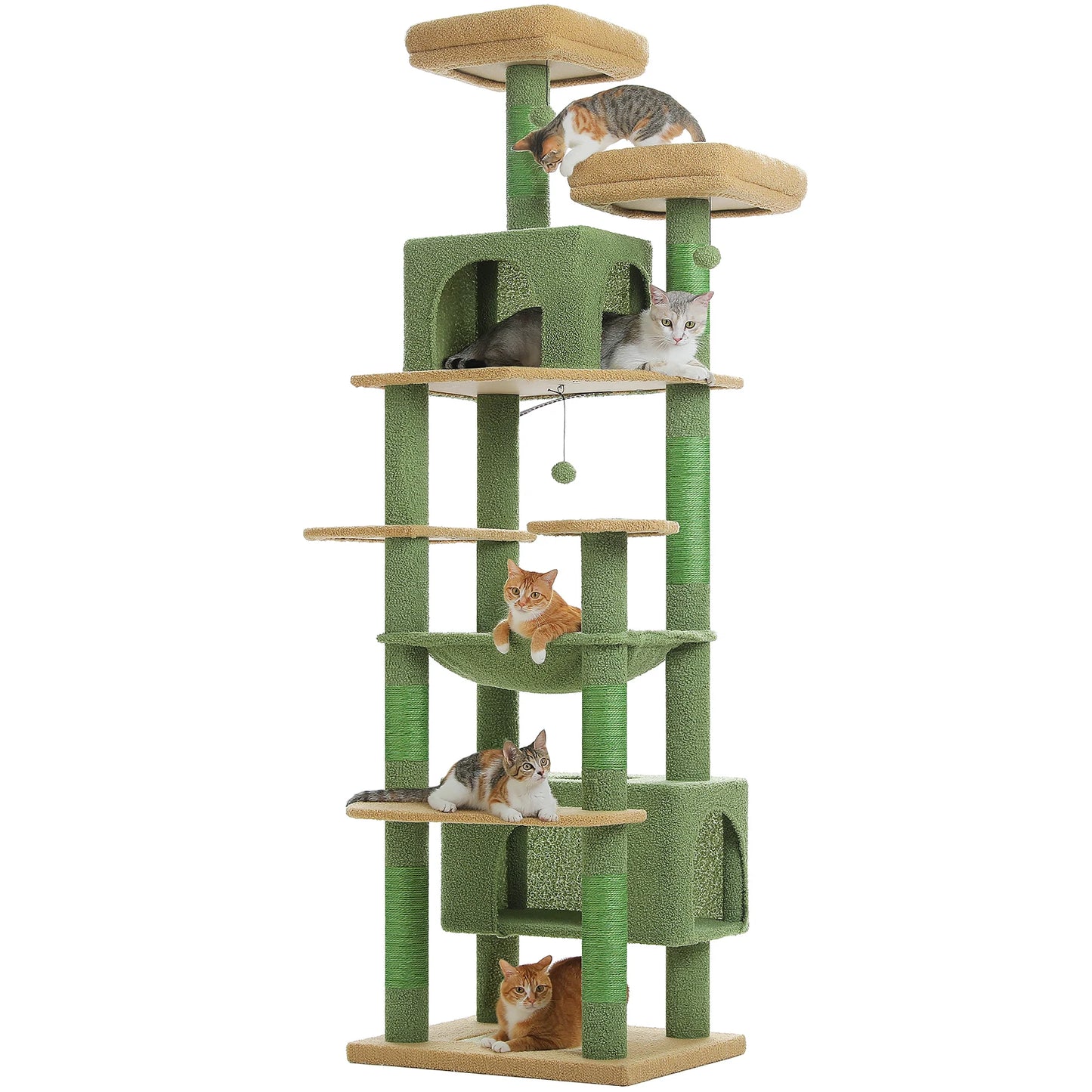 Cat Tree Tower with Oversized Hammock, Perches, Two Condos