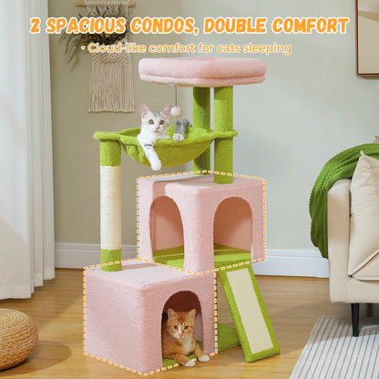 Multi-Level Cat Tree Tower with Scratching Pad, Cat Condo