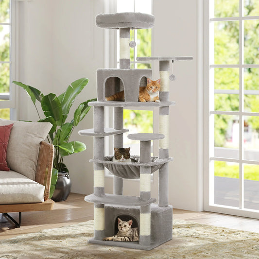 Tall Cat Tree Hammocks - Large Cat Tower w/ Cat Scratcher