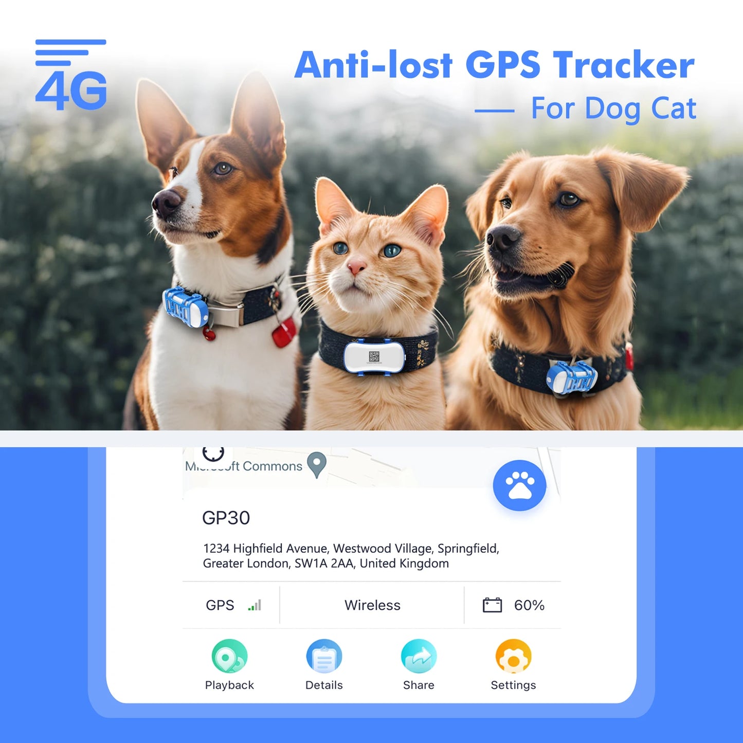 4G Mini GPS Tracker for Dot Cat – Waterproof Live Pet Locator with Android & iOS App - Subscription Needed