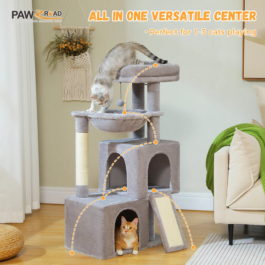 Multi-Level Cat Tree Tower with Scratching Pad, Cat Condo