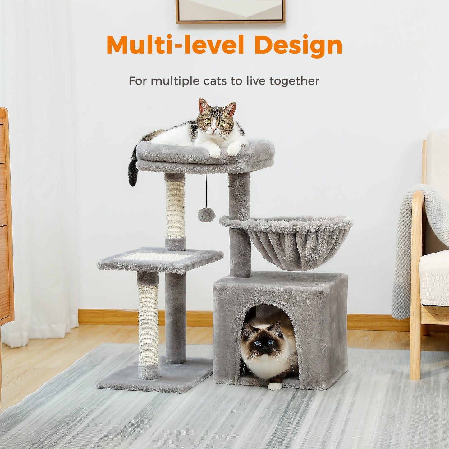 Small Cat Tree Cat Tower with Natural Sisal Scratching Post