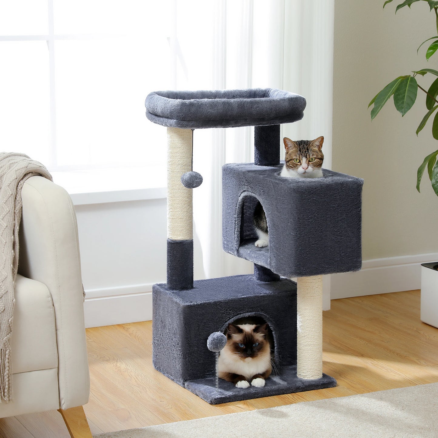 Small Cat Tree Cat Tower with Natural Sisal Scratching Post