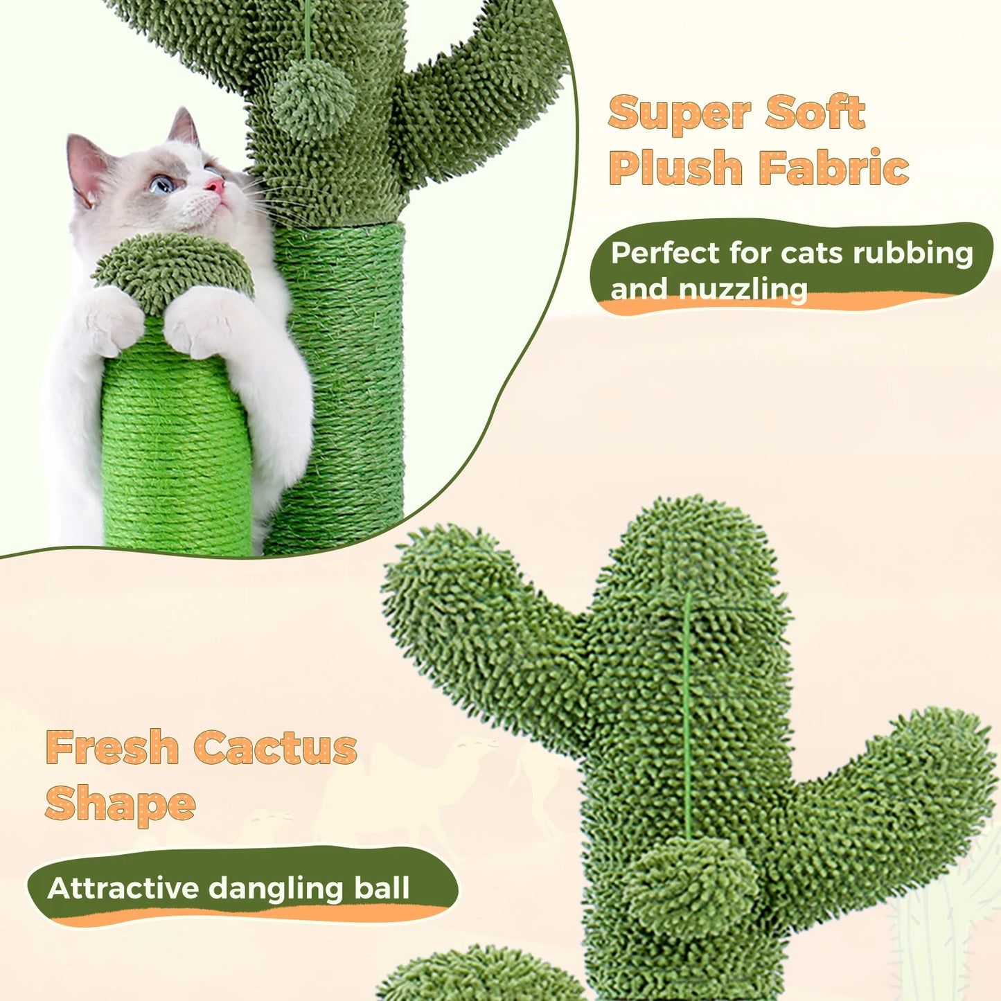 Cactus Cat Scratching Post with Natural Sisal Rope