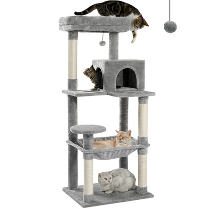 Multi-Level Cat Tree with Scratching Posts - Plush Cat Tower