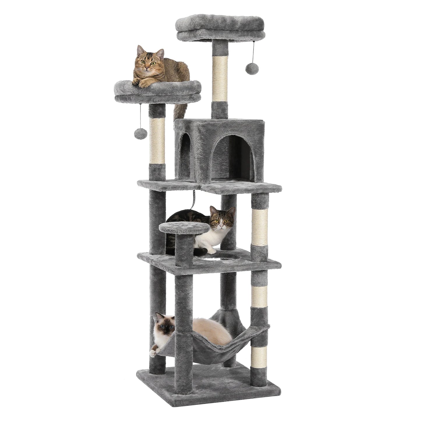 Multi-Level Cat Tree with Scratching Posts - Plush Cat Tower