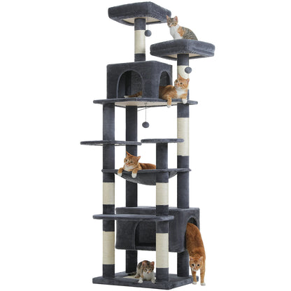 Cat Tree Tower with Oversized Hammock, Perches, Two Condos