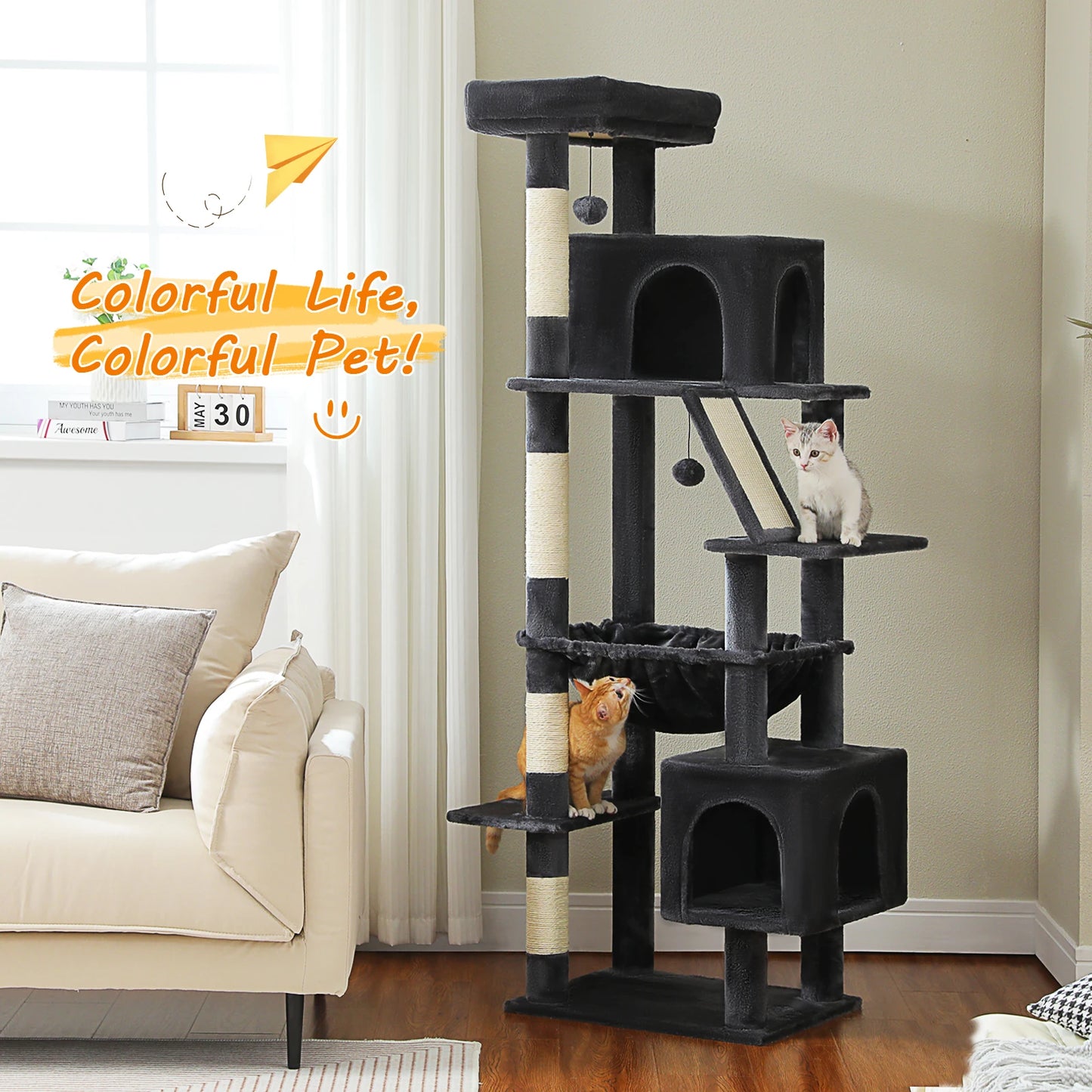 Large Cat Tree Tower with Scratching Post