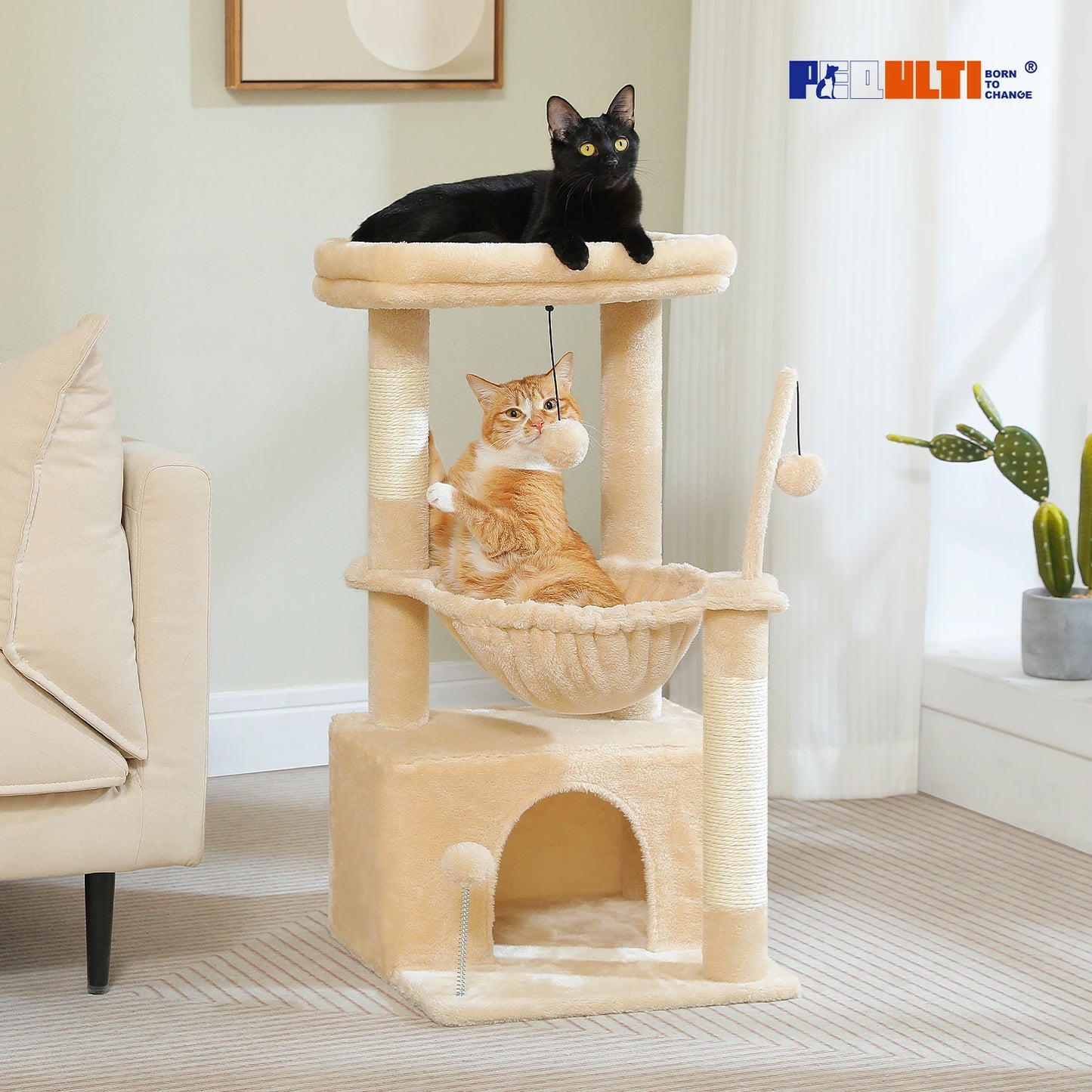Multi-Level Cat Tree Tower with Scratching Pad