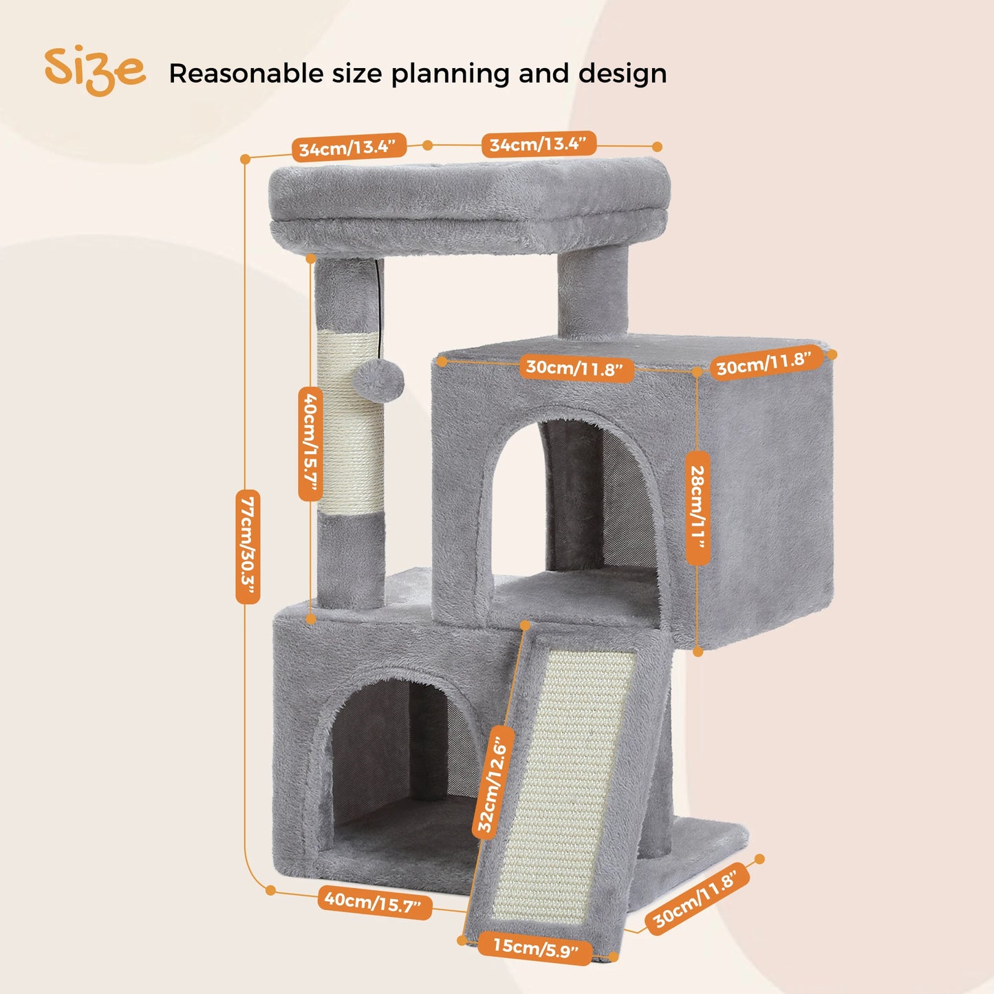 Multi-Level Cat Tree Tower with Scratching Pad