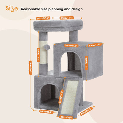 Multi-Level Cat Tree Tower with Scratching Pad