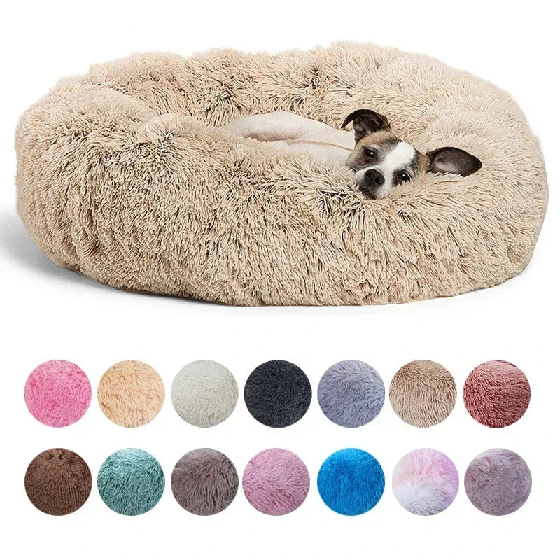Round Pet Plush Bed for Sm, Med and Large Dogs, Super Soft Cat Beds
