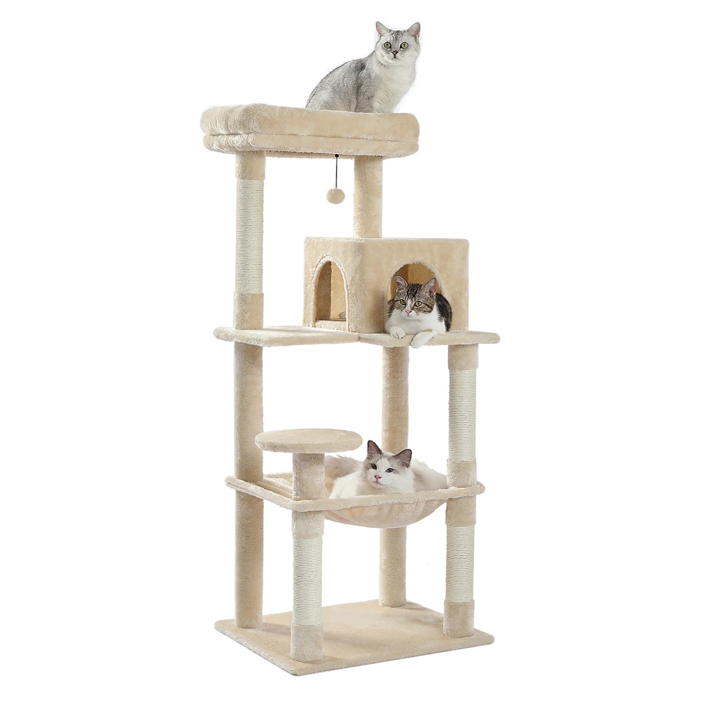 Multi-Level Cat Tree with Scratching Posts - Plush Cat Tower