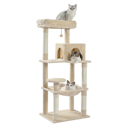Multi-Level Cat Tree with Scratching Posts - Plush Cat Tower