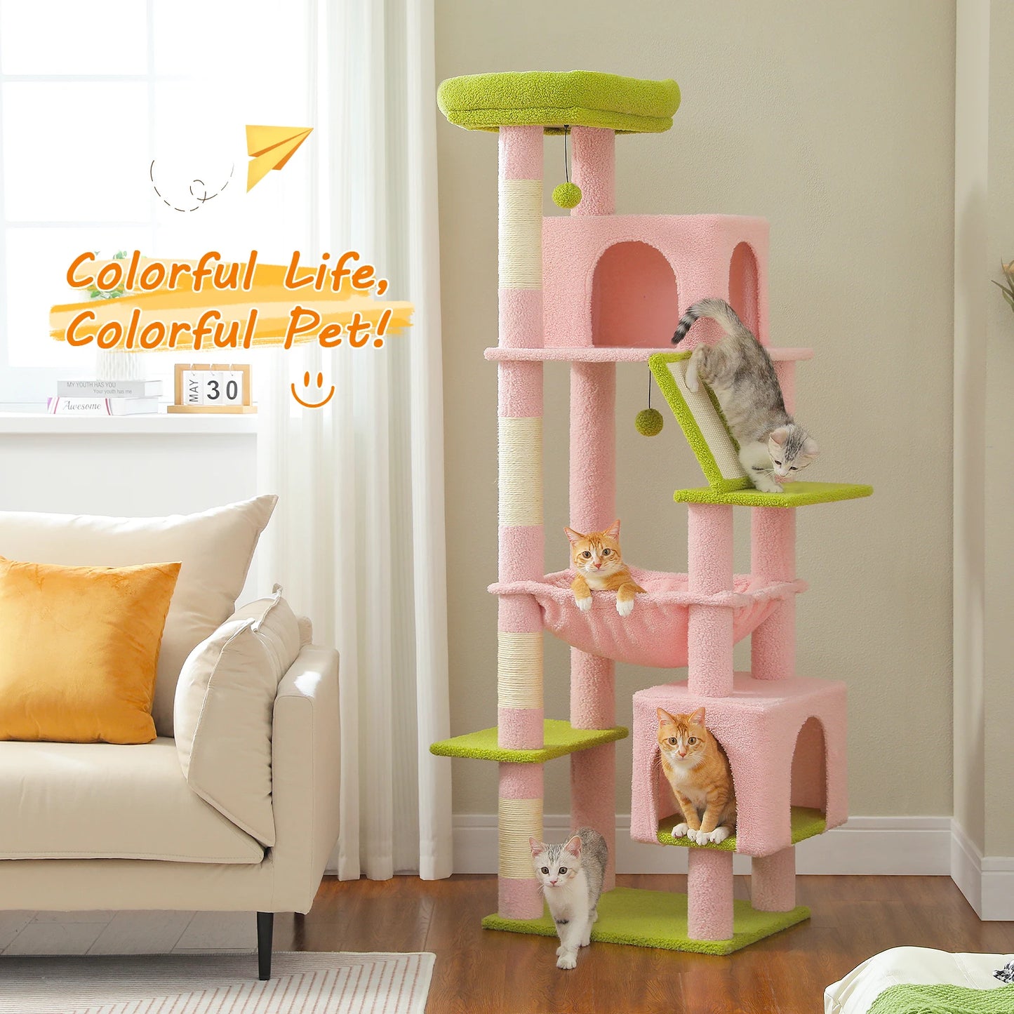 Large Cat Tree Tower with Scratching Post