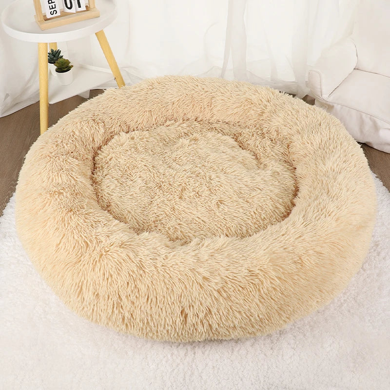 Large Round Plush Beds for Dogs & Cats