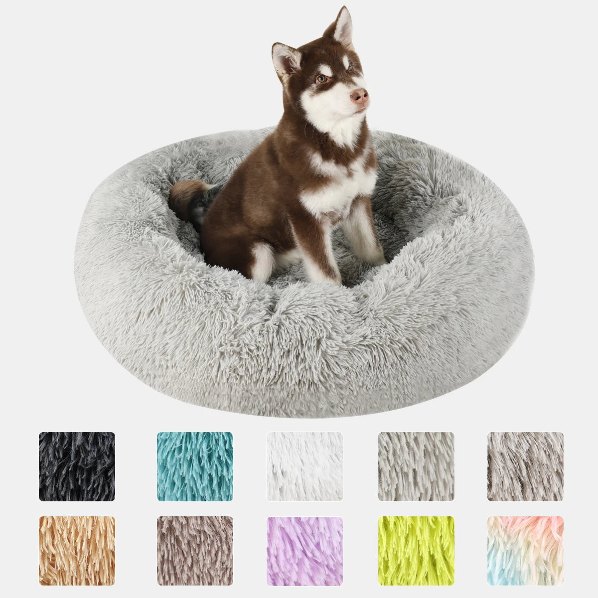 Large Round Plush Beds for Dogs & Cats