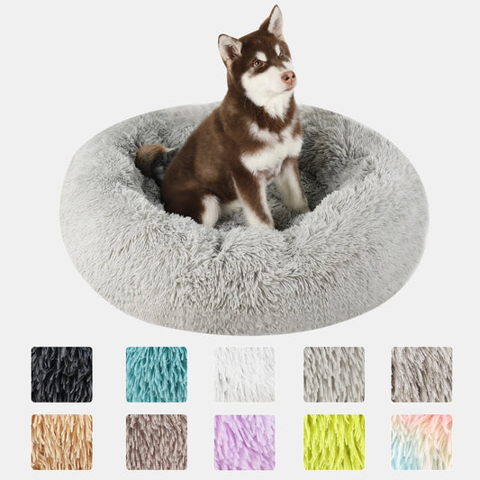 Large Round Plush Beds for Dogs & Cats