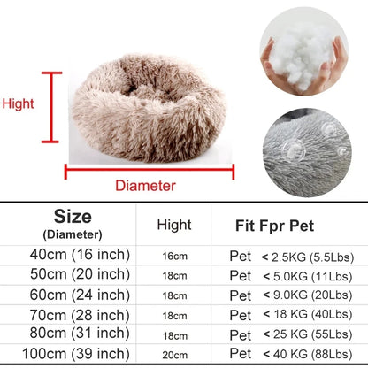 Large Round Plush Beds for Dogs & Cats