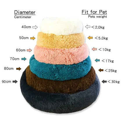 Round Pet Plush Bed for Sm, Med and Large Dogs, Super Soft Cat Beds