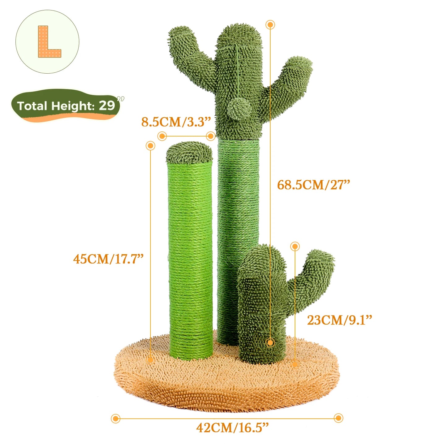 Cactus Cat Scratching Post with Natural Sisal Rope