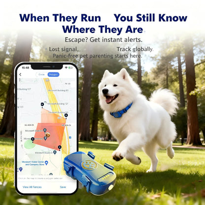 GPS Pet Tracker for Dogs Cats Real Time Tracking Unlimited Distance - QR Code Anti-Lost Locator with SIM - Subscription Required