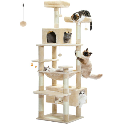 Multi-Level Cat Tree Tower with Scratching Board Hammock