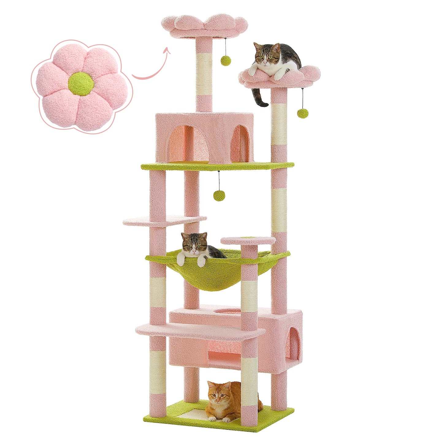 Multi-Level Cat Tree Tower with Scratching Board Hammock