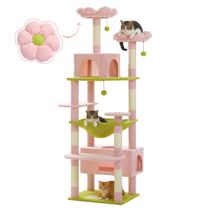 Multi-Level Cat Tree Tower with Scratching Board Hammock