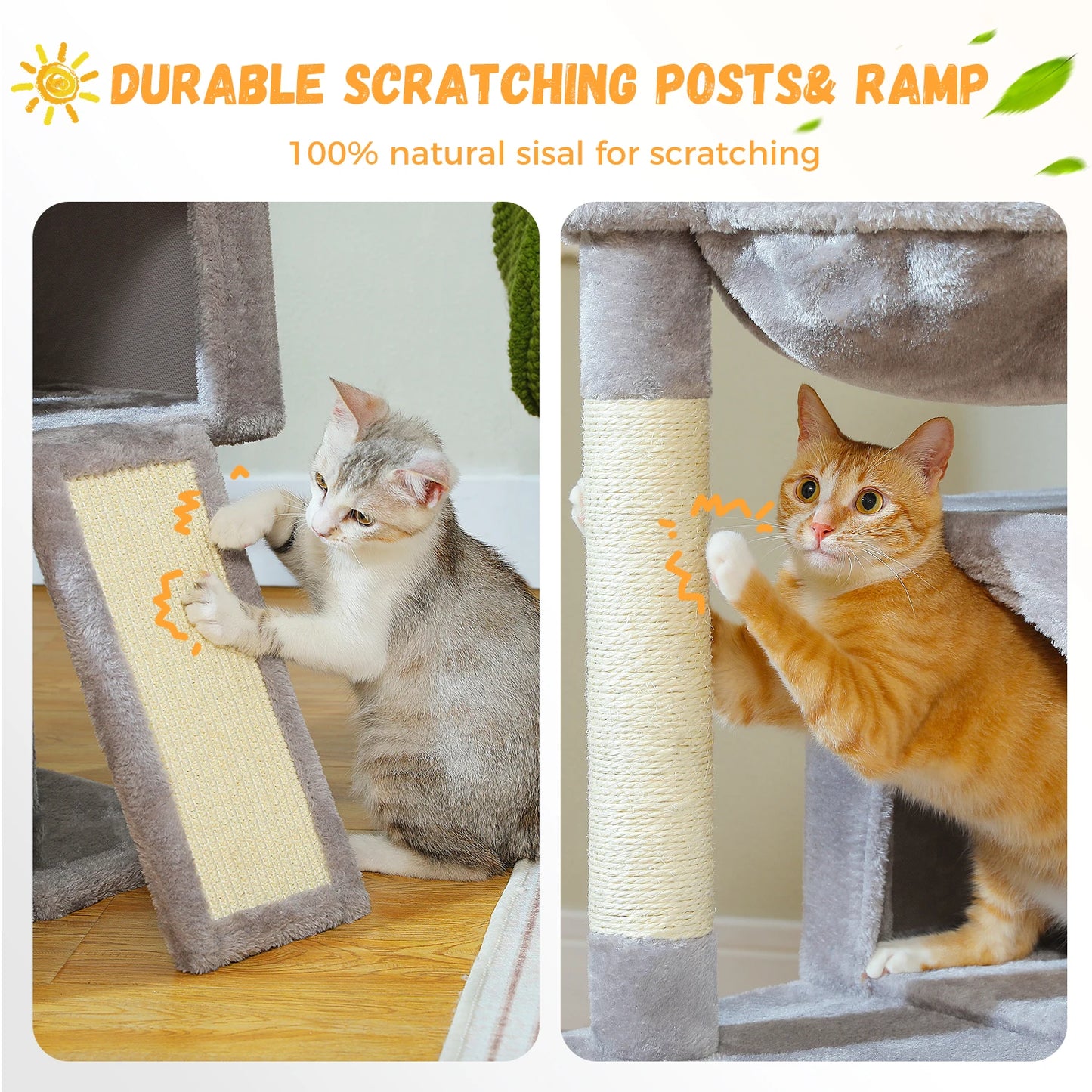 Multi-Level Cat Tree Tower with Scratching Pad, Cat Condo