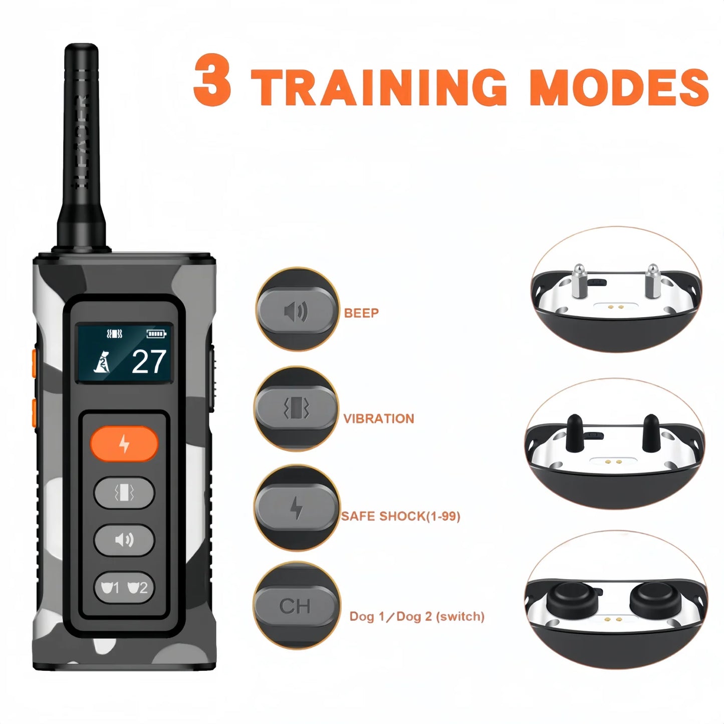 3300FT Remote Shock Dog Training Collar, Vibrating Dog Collar Waterproof&Rechargeable Electric Collar for Dogs