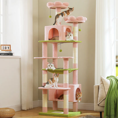 Cat Tree Tower with Oversized Hammock, Perches, Two Condos