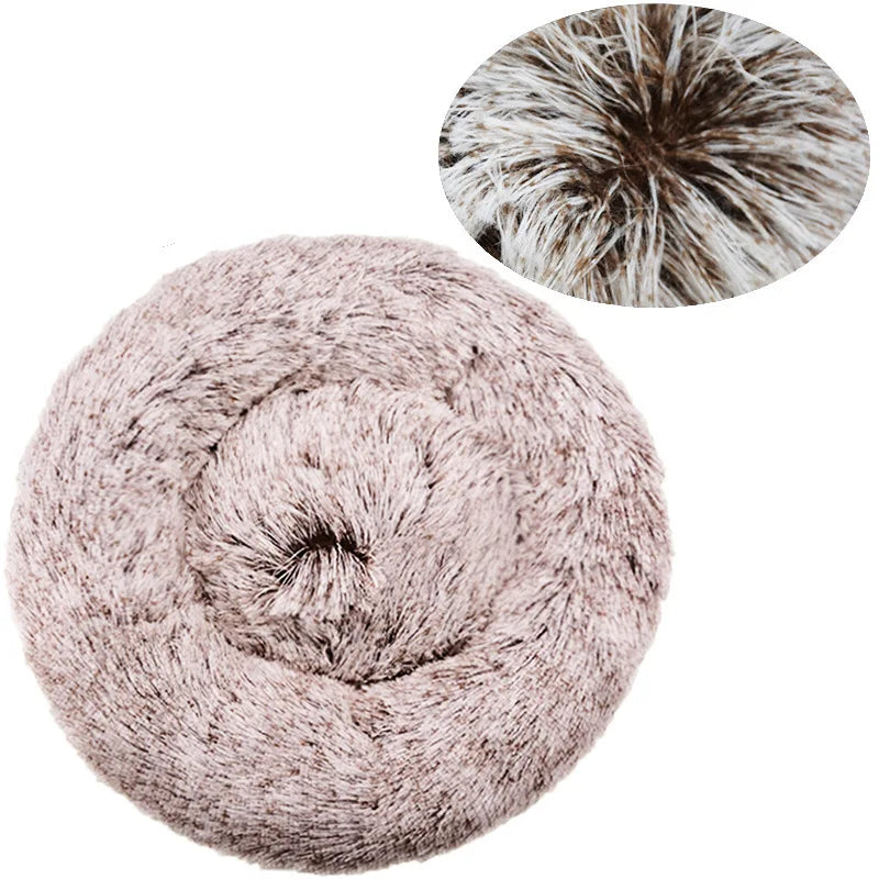 Round Pet Plush Bed for Sm, Med and Large Dogs, Super Soft Cat Beds