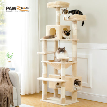 Multi-Level Cat Tree Tower with Scratching Board Hammock