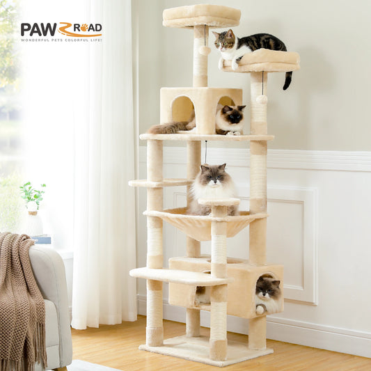 Multi-Level Cat Tree Tower with Scratching Board Hammock