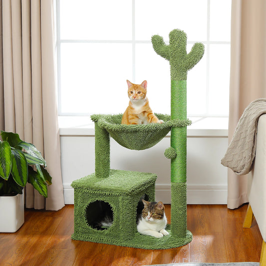Cactus Cat Tree Tower with Hammock and Condo