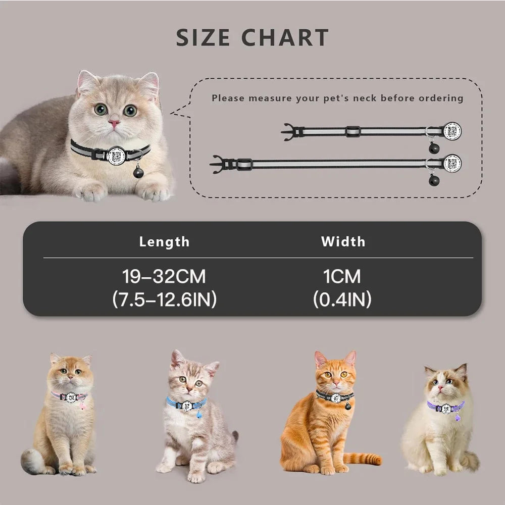 QR Code Pet Tag Reflective Kitten Collars, Cat Tag, Safety Quick Release