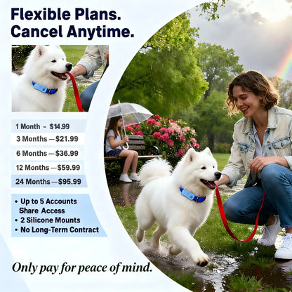 GPS Pet Tracker for Dogs Cats Real Time Tracking Unlimited Distance - QR Code Anti-Lost Locator with SIM - Subscription Required