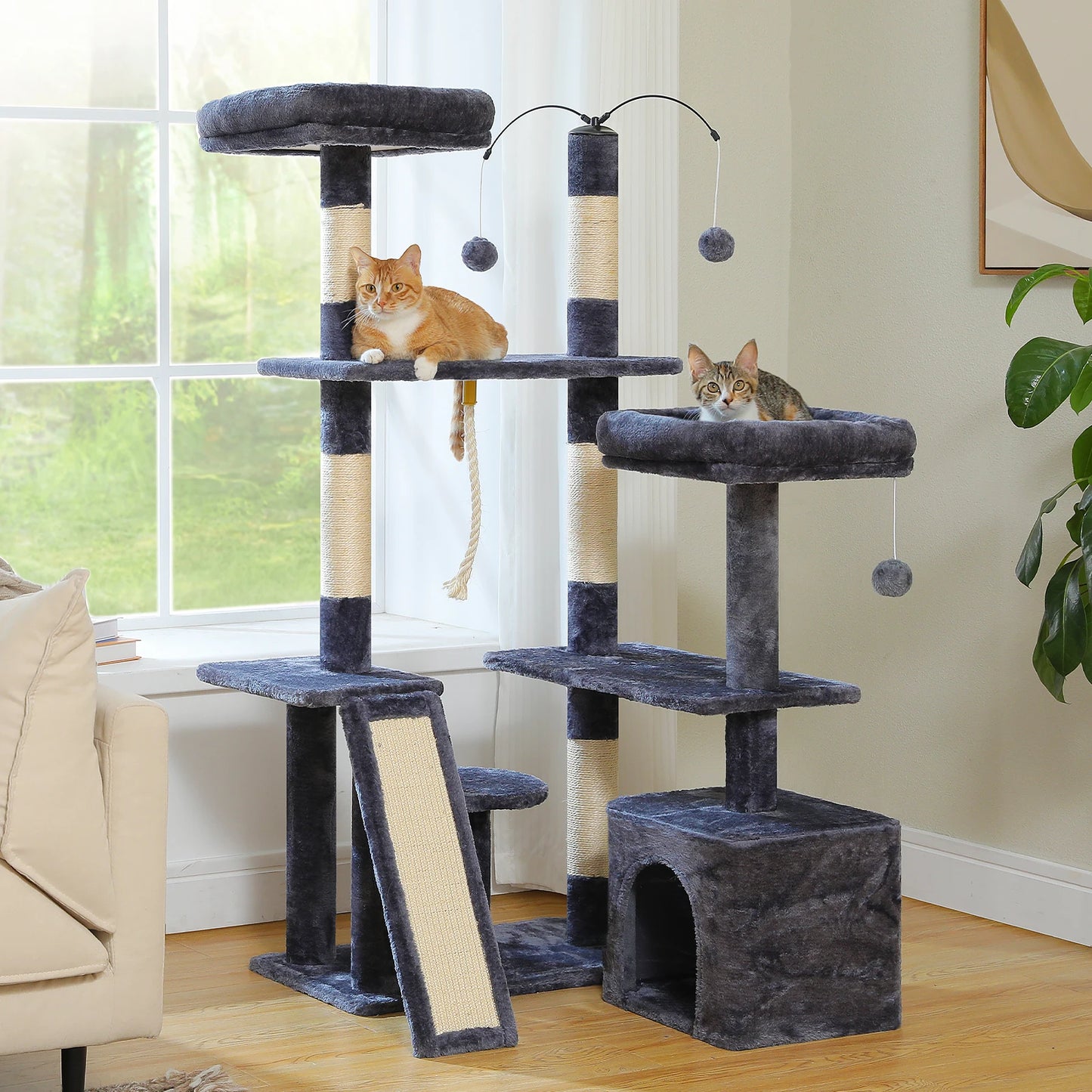 Cat Tree Tower with Cat's Favorite Perch -  Sisal Scratching Board