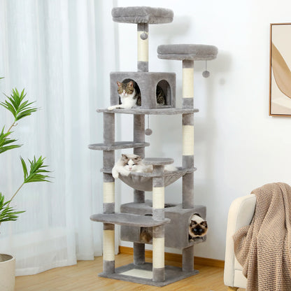 Multi-Level Cat Tree Tower with Scratching Board Hammock