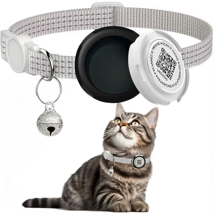 GPS Tracker Cat Collar with Airtag Case & QR ID Tag Reflective Collar