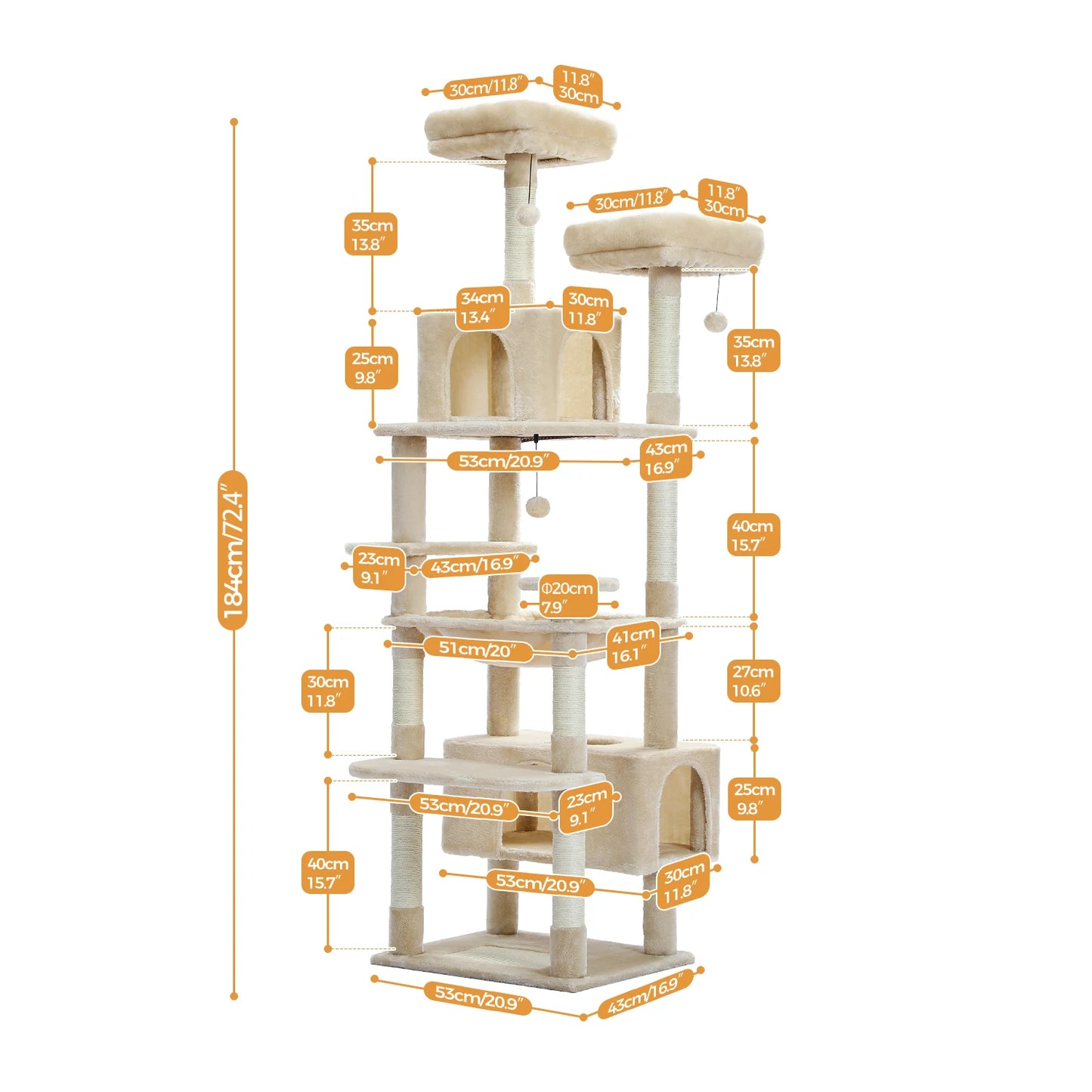 Multi-Level Cat Tree Tower with Scratching Board Hammock